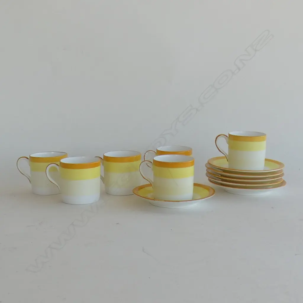 12 PCE YELLOW DEMITASSE COFFEE SET BY STANDARD CHINA (1 CUP w. HAIRLINE) Image 1++