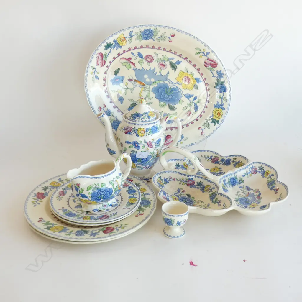 MASON REGENCY, PLATTER, 3 SECT DISH, 2 DINNER PLATES, 2 B& B, COFFEE POT (TINY SPOUT CHIP), JUG Image 1++