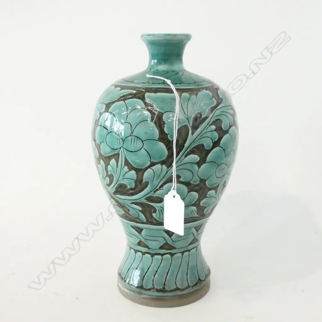 ORIENTAL GREEN GLAZE VASE H.245mm Image 1++