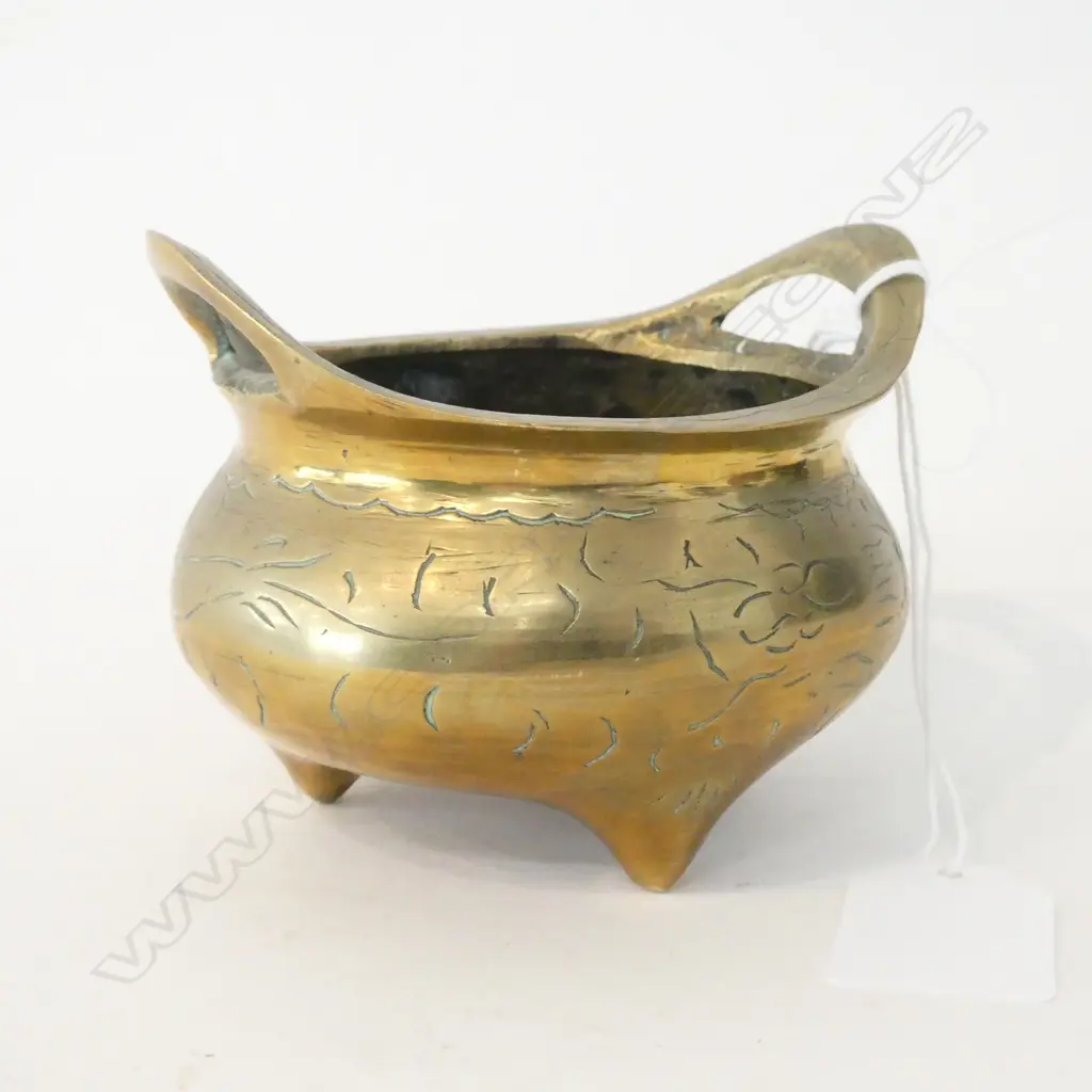 CHINESE BRASS INCENSE BURNER 90mm dia Image 1++