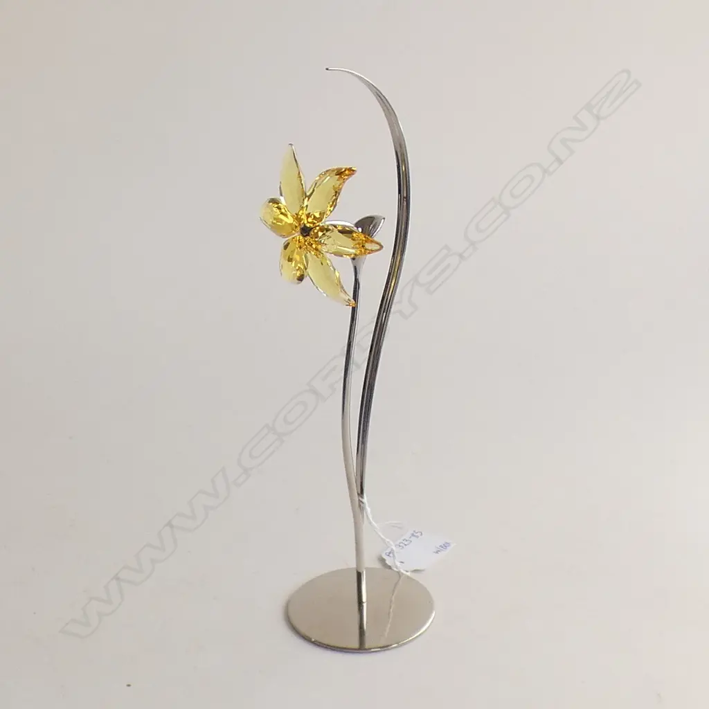 SWAROVSKI CRYSTAL LIGHT TOPAZ DACALI FLOWER WITH STAND H250MM IN ORIGINAL BOX WITH SLEEVE Image 1++
