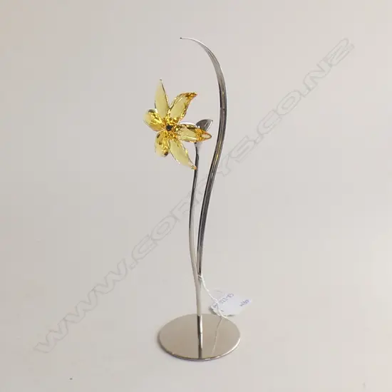 SWAROVSKI CRYSTAL LIGHT TOPAZ DACALI FLOWER WITH STAND H250MM IN ORIGINAL BOX WITH SLEEVE