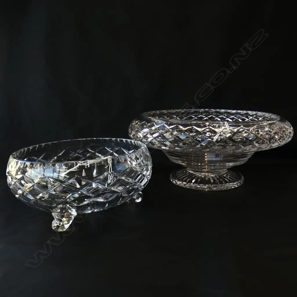 LG CIRCULAR CRYSTAL COMPOTE & 1 OTHER BOWL, DIA. 190 & 290mm Image 1++