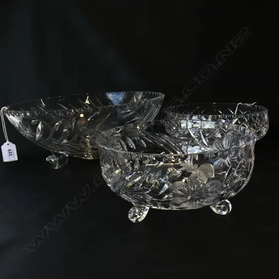 3 CUT CRYSTAL BOWLS D 300 MM