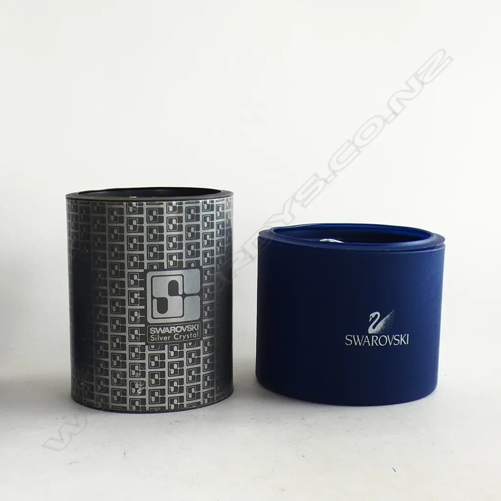 SWAROVSKI CRYSTAL SWAN (L70MM) & BLUE & PURPLE PRISM PAPERWEIGHT (H70MM) BOTH IN ORIGINAL BOXES Image 1++