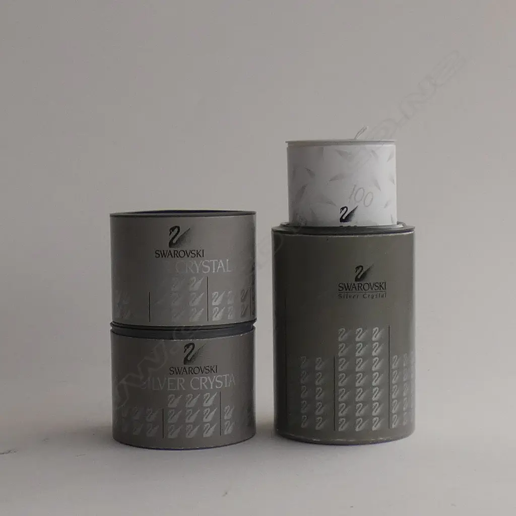 4 SM SWAROVSKI CRYSTAL PCS; PINEAPPLE (H48MM),  SET 3 FIR TREES, SWAN & TEDDY BEAR  EACH IN ORIGINAL BOX Image 1++