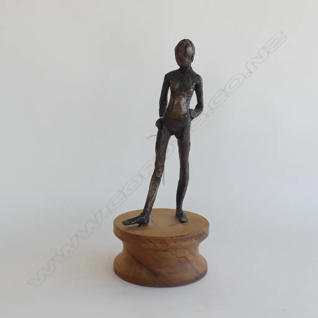 BRONZE FIGURE ON WOODEN STAND H.320mm Image 1++