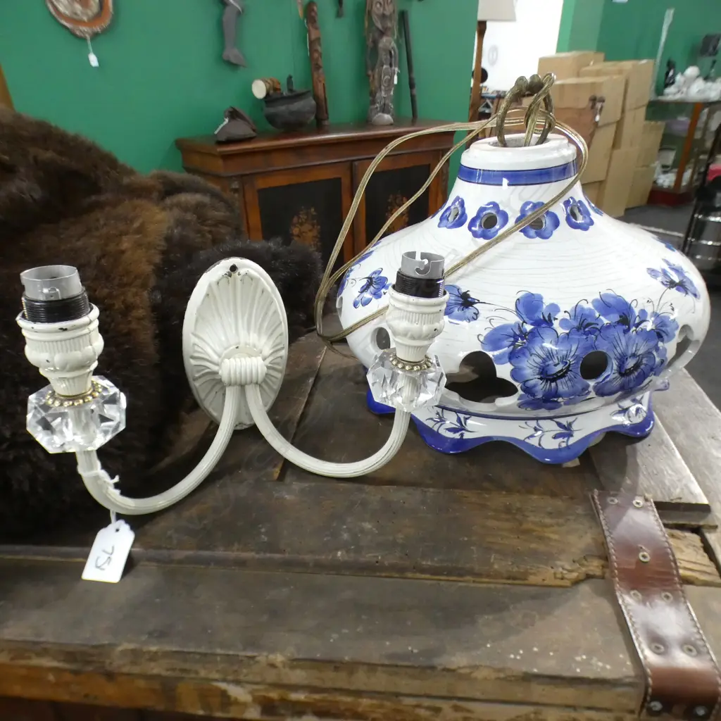 B/W CERAMIC PENDANT LIGHT 300mm dia + SCONCE Image 1++