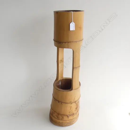 OLD JAPANESE TALL BAMBOO VASE COPPER LININGS H.620mm