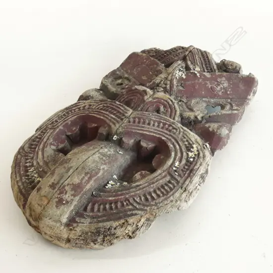 MAORI CARVED WOODEN KORURU GABLE MASK H.330mm