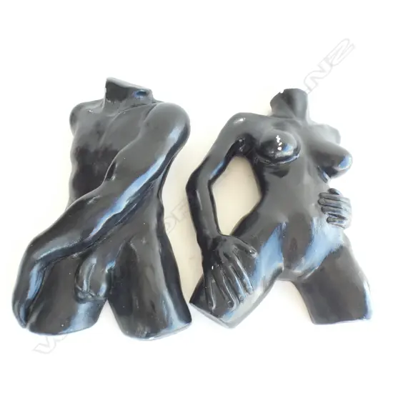 PR HAGEN MOFFITT CAST PLASTER BLACK PAINTED NUDES H.370mm 