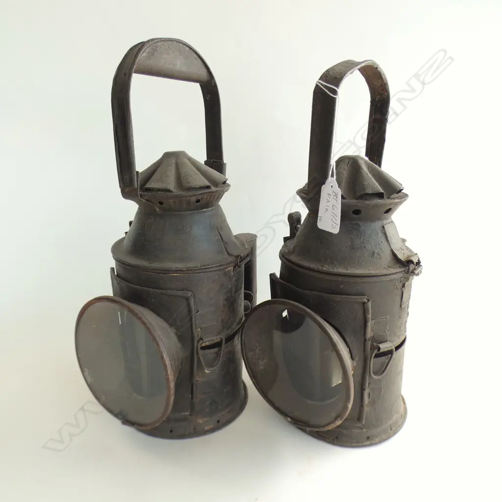 PR VINTAGE METAL RAILWAY LANTERNS H.370mm Image 1++