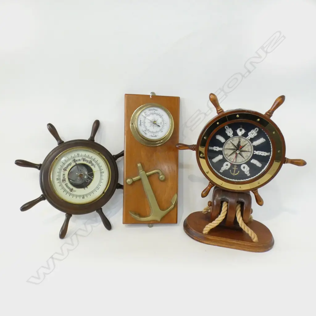 3 NAUTICAL THEMED BAROMETERS H 320 MM Image 1++