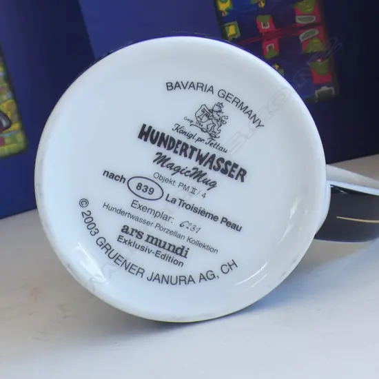 SIX HUNDERTWASSER MAGIC MUGS (H90MM)- EACH IN ORIGINAL BOX 