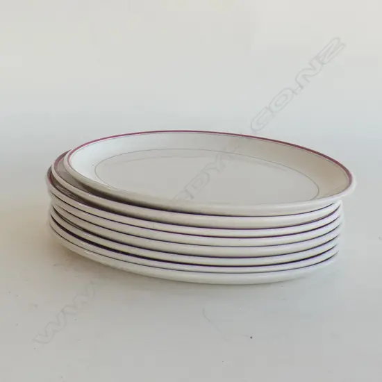 8 CROWN LYNN 'HOTEL AGENCY MELBOURNE' OVAL PLATES L 295MM - AS NEW