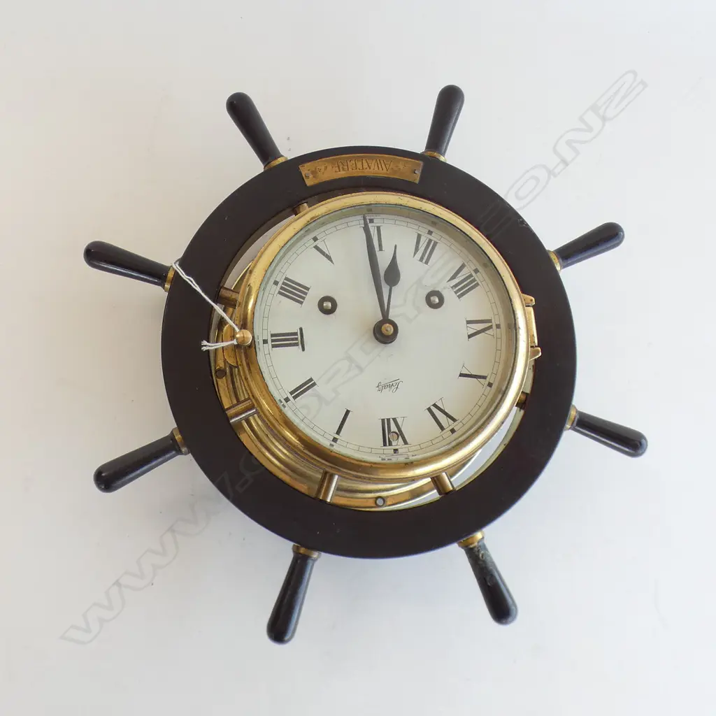 SCHATZ 'AWATERE' SHIPS WHEEL CLOCK 340mm dia Image 1++