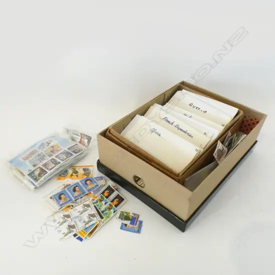 BOX ASST. LOOSE WORLD STAMPS INCL. NZ