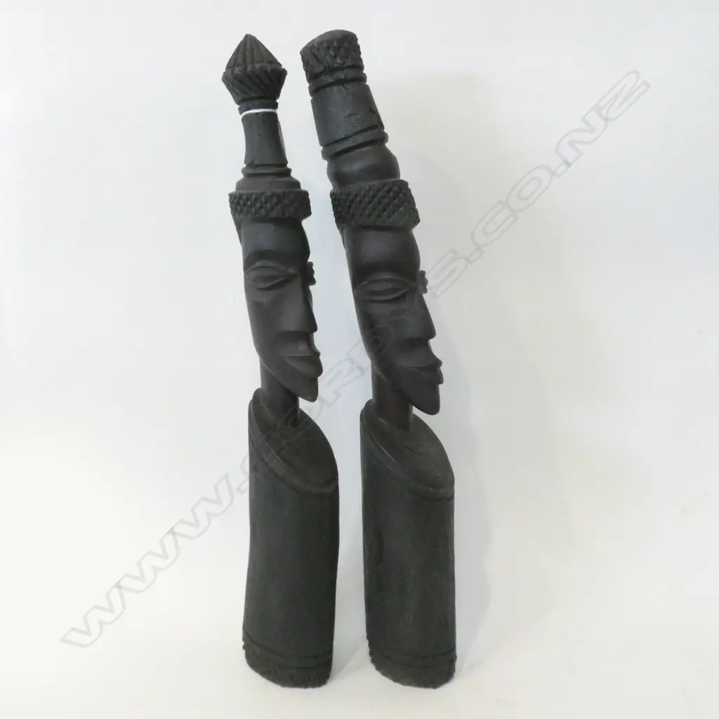 PAIR OF CARVED 20thC EBONY AFRICAN FERTILITY FIGURES- 560mmH Image 1++