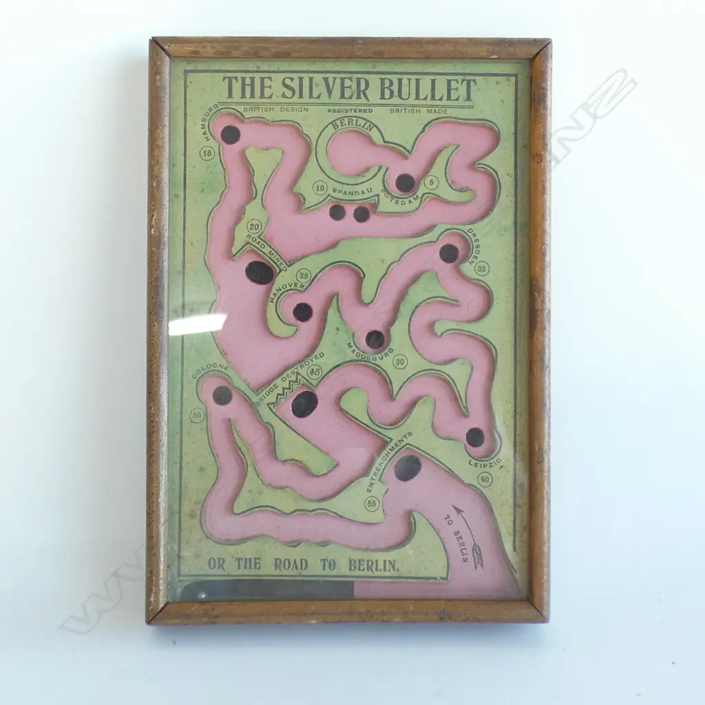 FRAMED VINTAGE BALL GAME 'THE SILVER BULLET' 220x145mm Image 1++