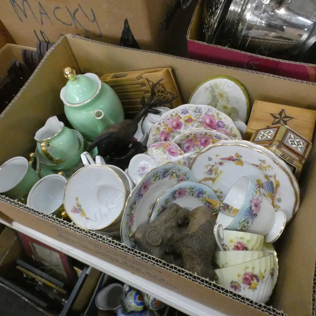 BOX LOT ASST. CHINA; TRIOS, PART COFFEE SETS ETC Image 1++