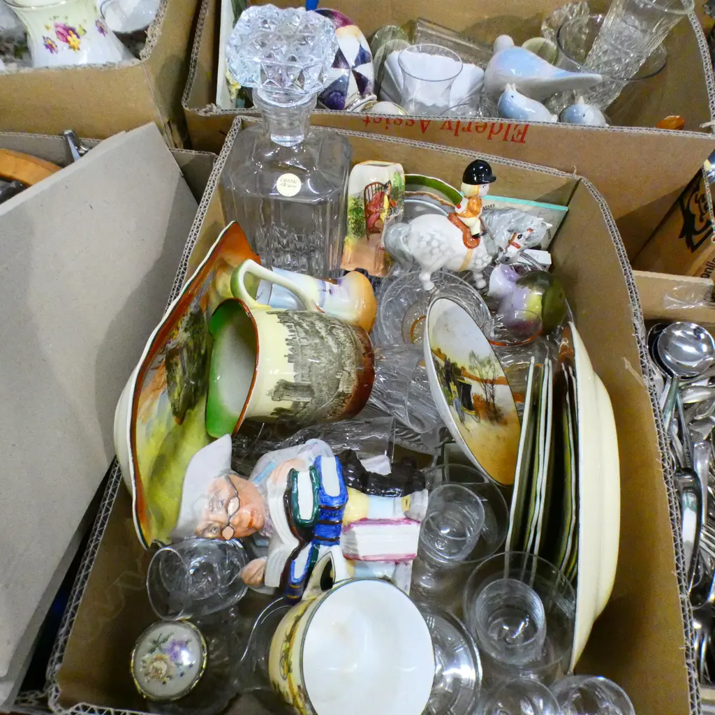 BOX LOT ASST. CRYSTAL & ROYAL DOULTON Image 1++