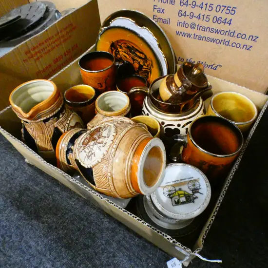 BOX LOT ASST. CERAMICS; ARTHUR WOOD MUGS ETC