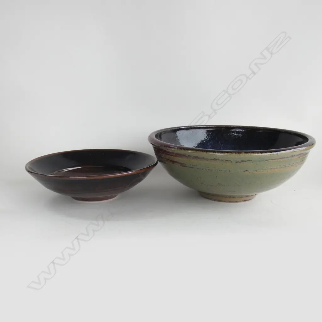 CHUN GLAZED BOWL AND SMALLER RED/BROWN BOWL Image 1++