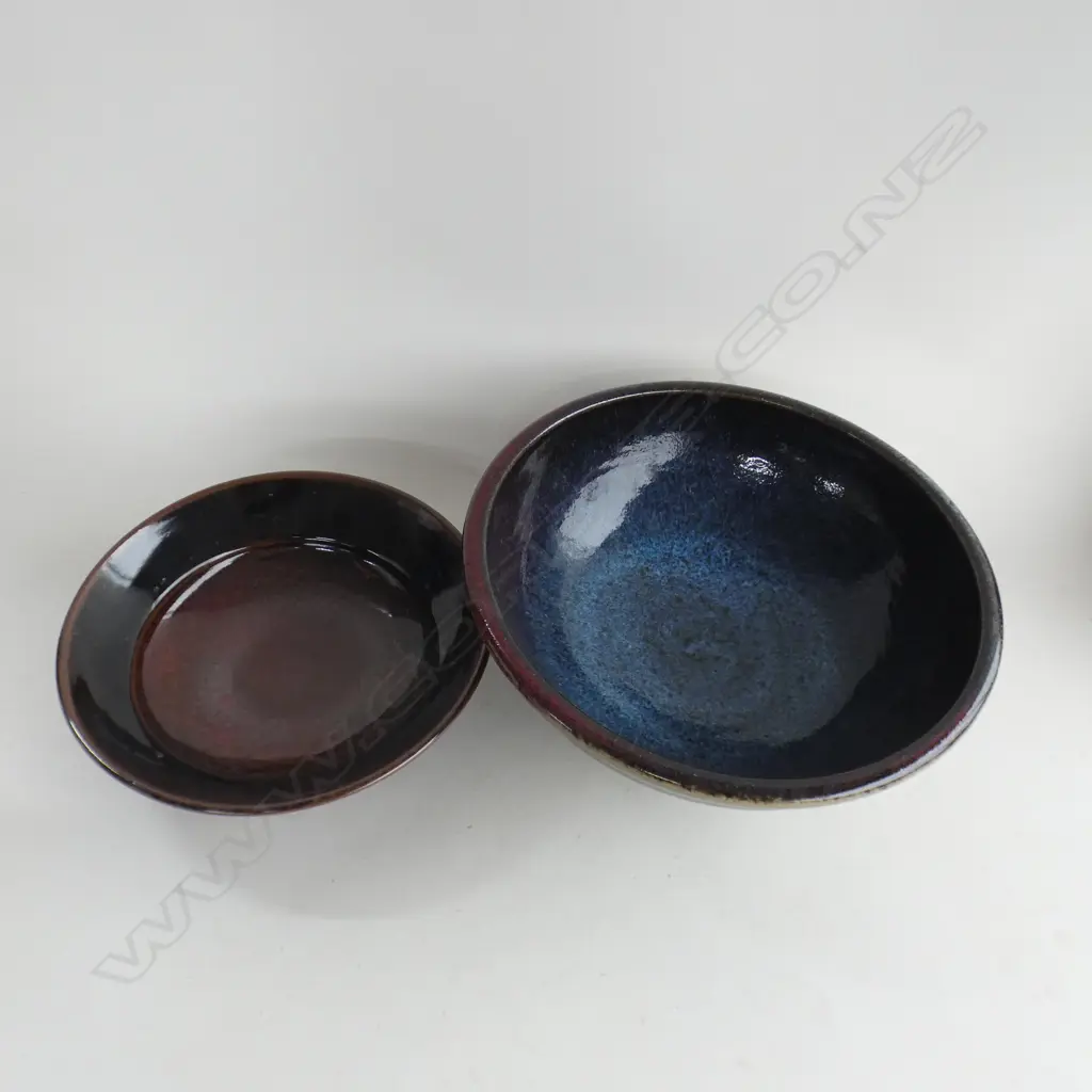 CHUN GLAZED BOWL AND SMALLER RED/BROWN BOWL Image 1++