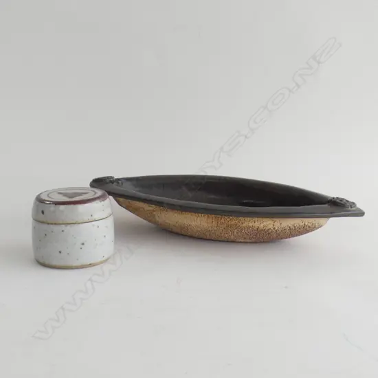 BARRON LOZENGE SHAPED DISH PLUS SMALL LIDDED POT