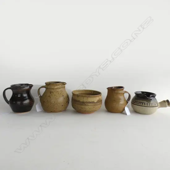 FOUR JUGS AND SMALL BOWL (chip to bowl)