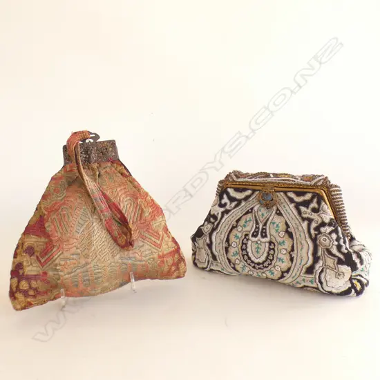 2 VINTAGE PURSES; BEADED & FABRIC