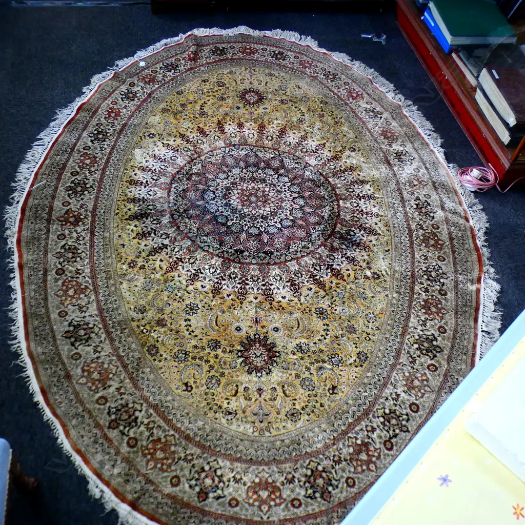 LG OVAL MACHINE WOVEN SILK RUG 2700x1840mm Image 1++