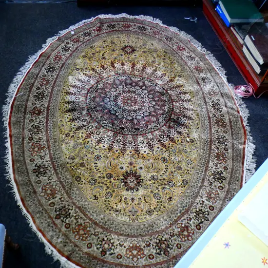 LG OVAL MACHINE WOVEN SILK RUG 2700x1840mm