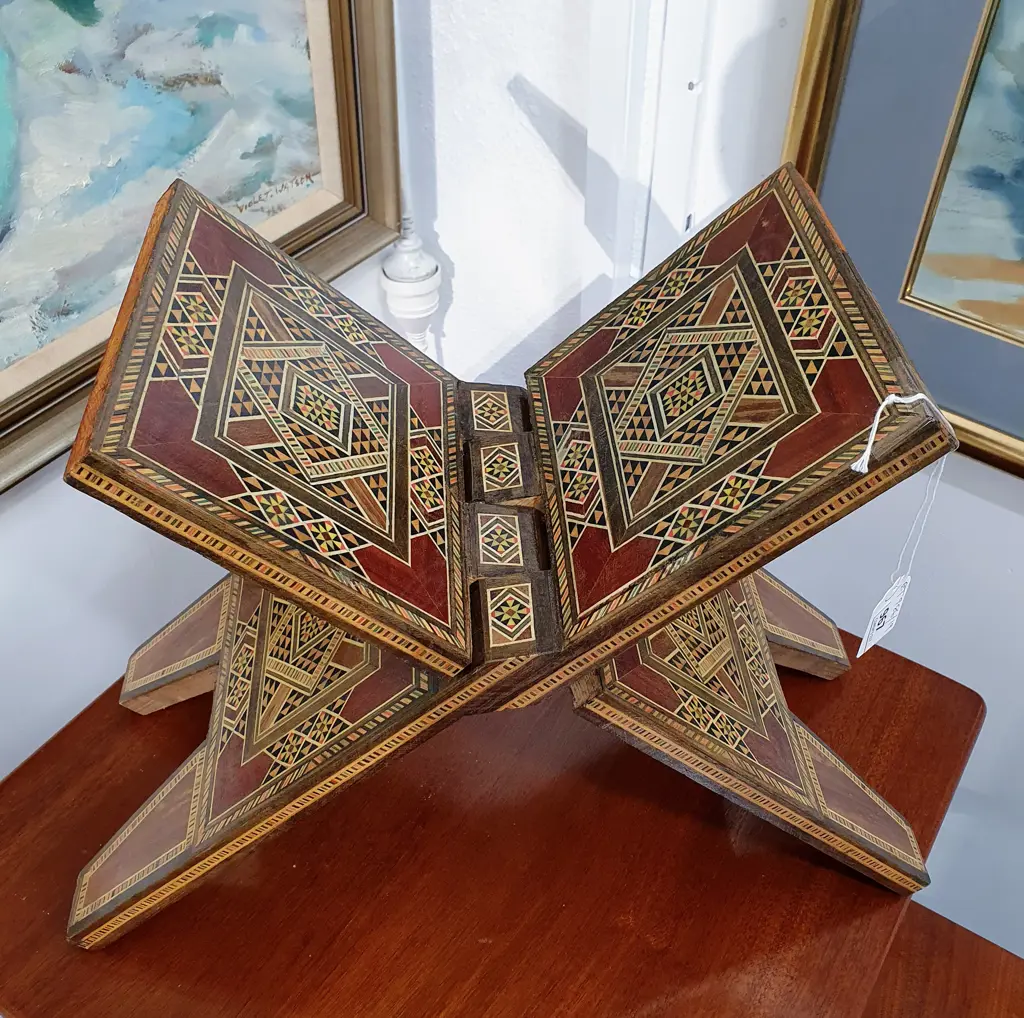 FOLDING INLAID WOODEN QURAN STAND H.290mm (SOME LOSSES) Image 1++