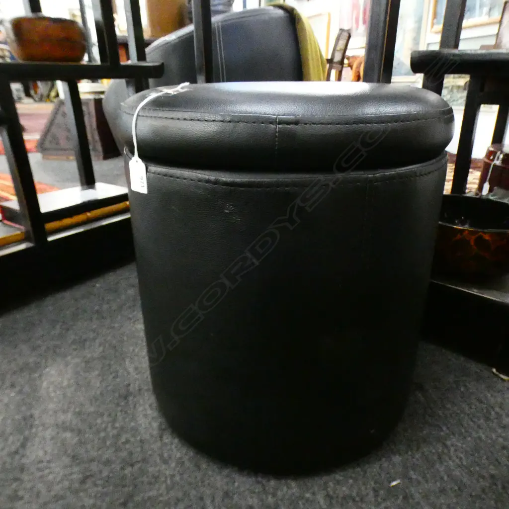 BLACK VINYL STORAGE STOOL H.430mm 390mm dia Image 1++