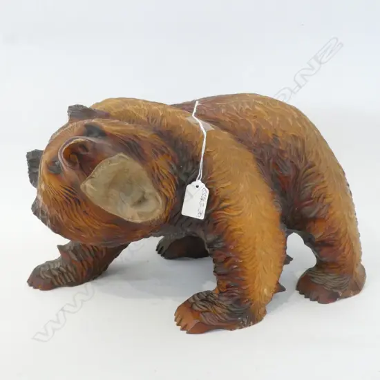 VINTAGE CARVED JAPANESE BEAR OPEN SNARLING MOUTH L.400mm