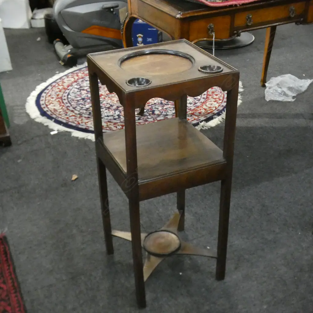 GEORGIAN MAHOGANY WASH STAND 330x330x765mm Image 1++