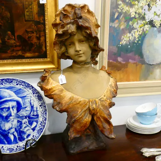 ANITQUE FRENCH PLASTER BUST OF YOUNG LADY H.530mm