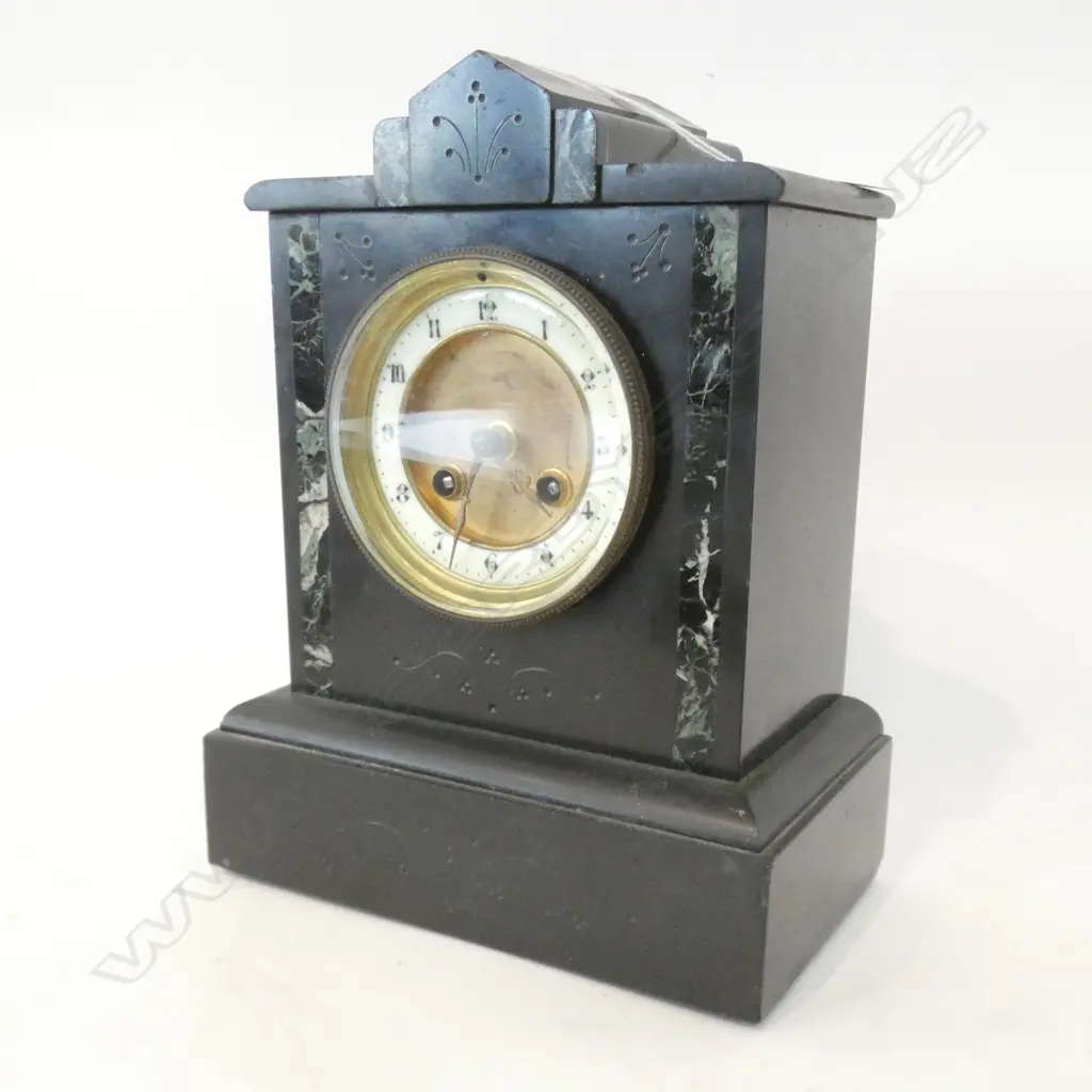 ANTIQUE BLACK MARBLE CLOCK H.260mm Image 1++