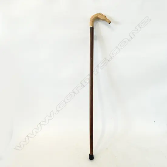 VINTAGE WALKING STICK w. HORSE HANDLE L.840mm
