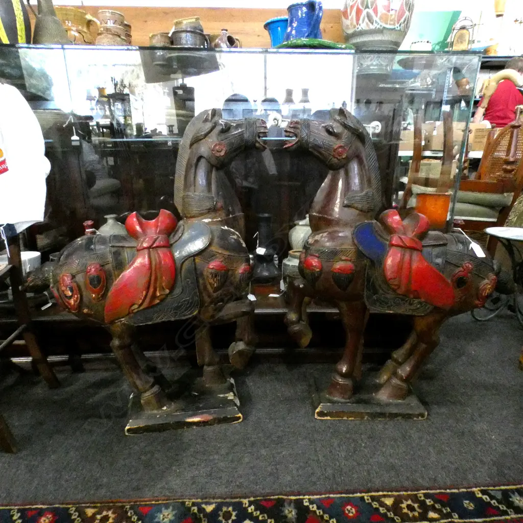 PR CARVED WOODEN HORSES H.820mm Image 1++