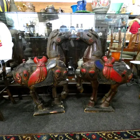 PR CARVED WOODEN HORSES H.820mm