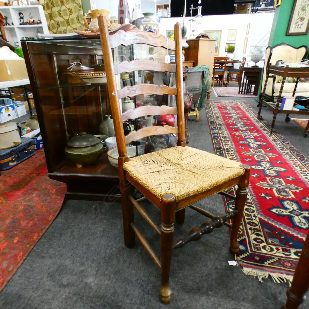 OAK LADDERBACK CHAIR WITH SEAGRASS MATTING SEAT Image 1++