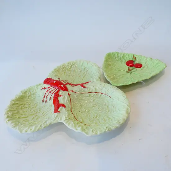 2 CARLTONWARE DISHES, LOBSTER 3-SECTION (W. 290mm) & CHERRY TRIANGULAR (W. 180mm)