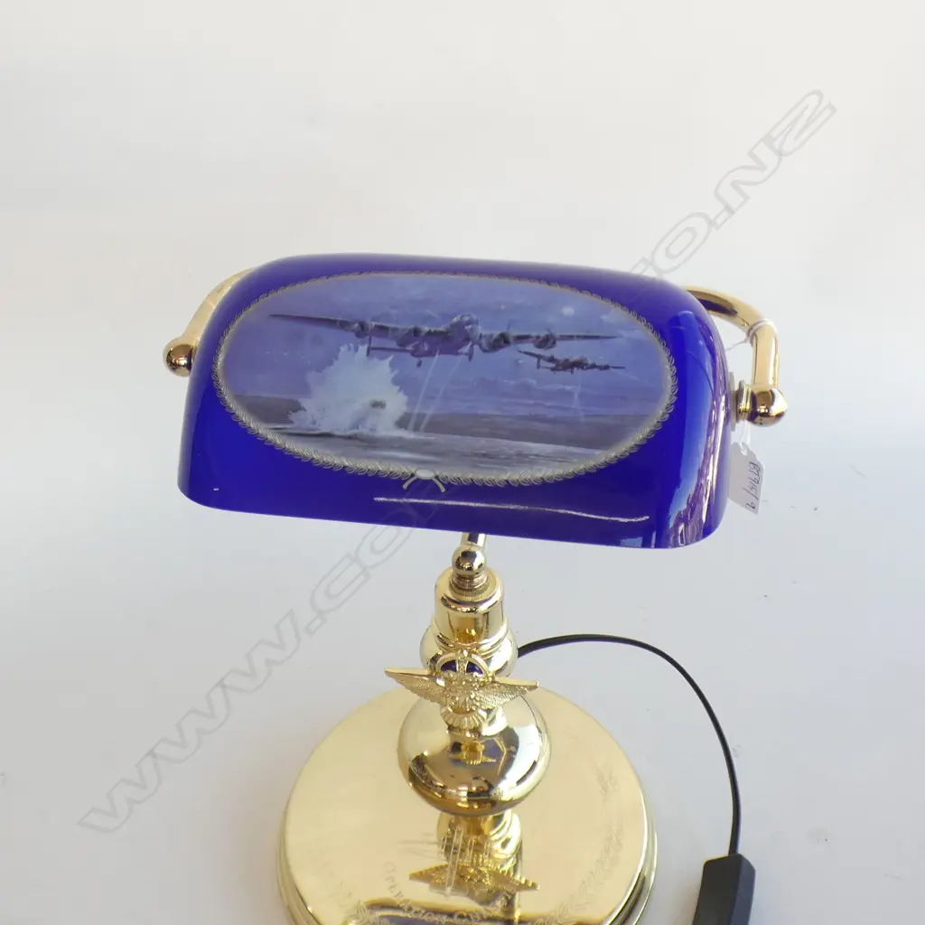 BLUE GLASS BANKERS LAMP 'OPERATION CHASTISE' H.340mm Image 1++