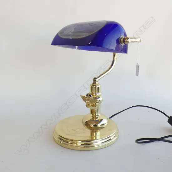 BLUE GLASS BANKERS LAMP 'OPERATION CHASTISE' H.340mm