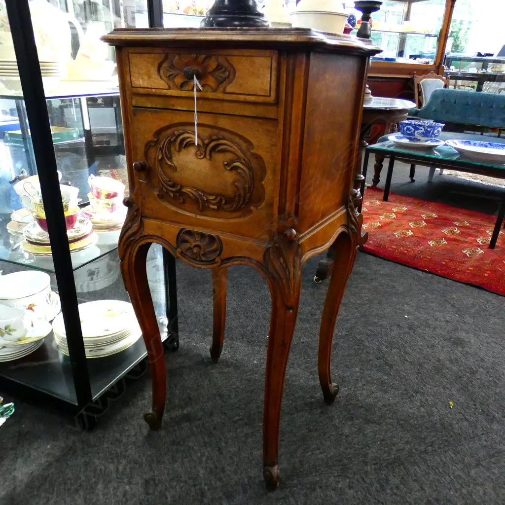 FRENCH MARBLE TOP CARVED FRONT SIDE TABLE, 400 x 830 x 370mm Image 1++