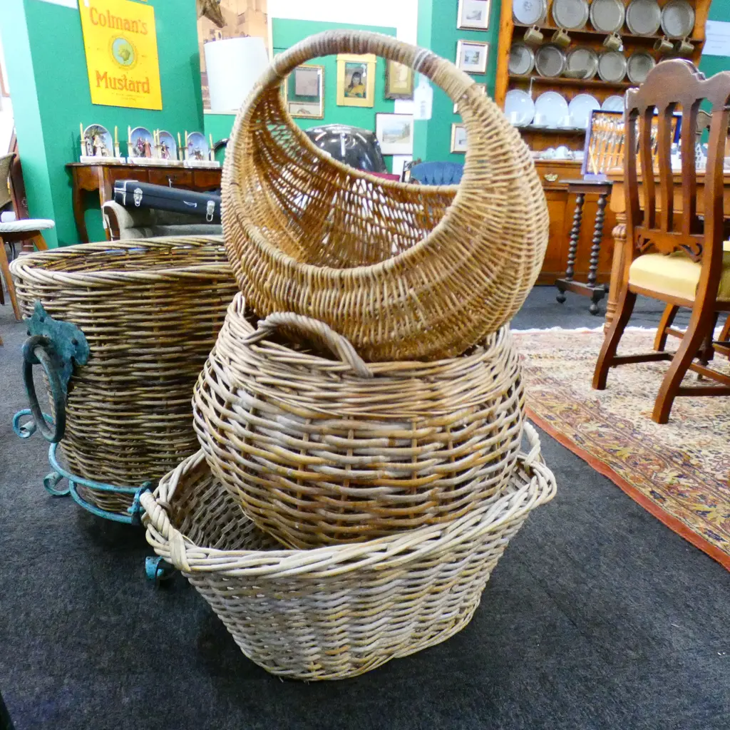 3 LARGE CANE BASKETS Image 1++