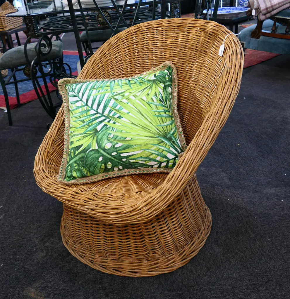 DUTCH 1950s DESIGNER CANE CHAIR WITH CUSHION - probably Dirk Van Sliedregt Image 1++