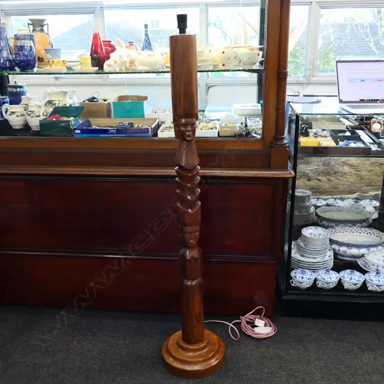 FIJIAN CARVED WOODEN FLOOR LAMP BASE ONLY H.1400mm